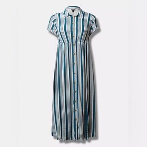 Torrid Maxi Rayon Slub Button Front Godet A-line collared Dress Size 0 ( XL)